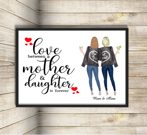 Mother and Daughter A4 Print, Custom Mum and Daughter Picture